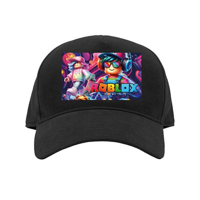 Kasket Energi-fyldt Roblox-gruppe med hovedtelefoner, controllere og neon-miljø Sort Barn