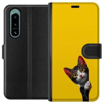 Kompatibel Tegnebogsetui til Sony Xperia 5 IV Charmerende kattemotiv med stilfuldt design