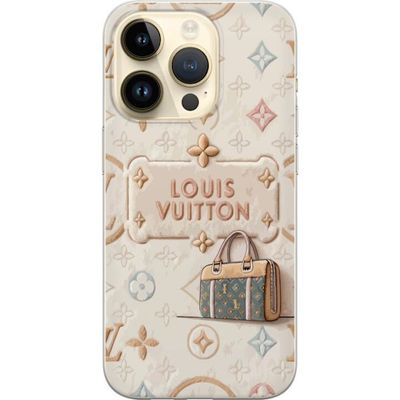 Kompatibelt Mobildeksel til Apple iPhone 14 Pro Beige monogrammønster med klassiskt gjentatt motiv og elegant følelse