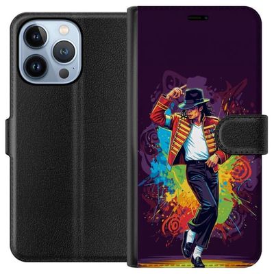 Kompatibelt Lommeboketui til Apple iPhone 13 Pro Kunstnerisk portrett av Michael Jackson med fargerike sprut og retrofølelse
