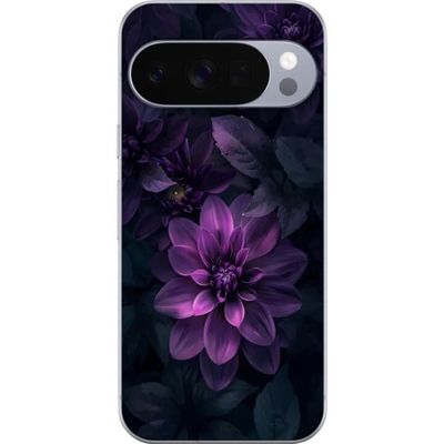 Kompatibelt Mobildeksel til Google Pixel 10 Pro Dramatisk botanisk motiv med fyldig lilla blomst og mørkt bladverk i dype fiolette toner