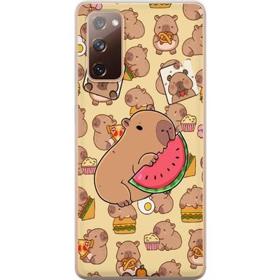 Kompatibelt Mobildeksel til Samsung Galaxy S20 FE Capybara Snack Tid Søte kapibarer nyter vannmelon pizza og popcorn i en varm og leken design som sp