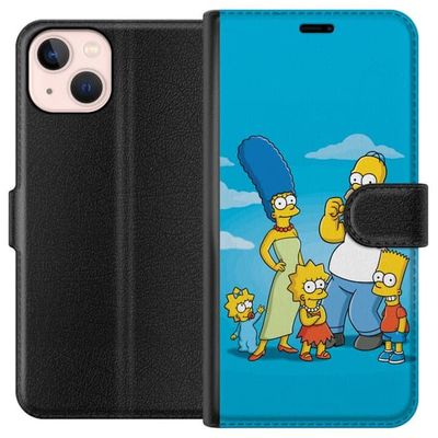 Kompatibelt Lommeboketui til Apple iPhone 13 The Simpsons familieportrett med Homer, Marge, Bart, Lisa og Maggie - ikonisk tegnet motiv