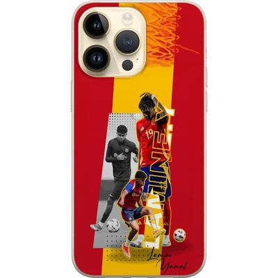 Kompatibelt Mobildeksel til Apple iPhone 14 Pro Max Lamine Yamal avbildet i et spansk fotballmiljø med sterke farger og en moderne sportsfølelse.