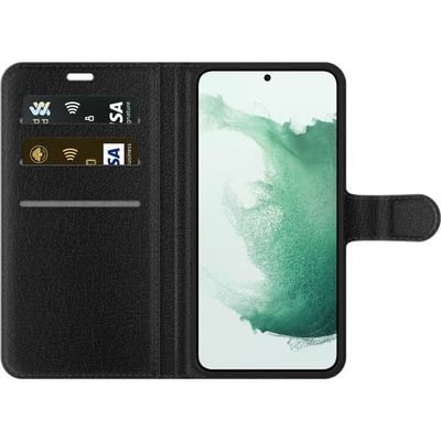 Kompatibelt Lommeboketui til Samsung Galaxy S22 5G Minecraft mobildeksel med skog og figurer i pikselstil