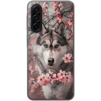Kompatibelt Mobildeksel til Samsung Galaxy A17 5G Sibirsk Husky plakat hund blå øyne kirsebærblomster ulv natur dyr blomster søt retro design
