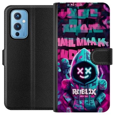 Kompatibelt Lommeboketui til OnePlus 9 Neon Gamer kult spillmotiv med hette, neonlys og futuristisk gamingstil