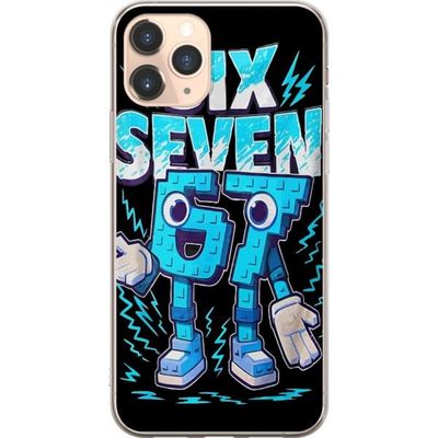 Kompatibelt Mobildeksel til Apple iPhone 11 Pro Levnende blå Six Seven illustrasjon i retro arkadestil med kraftig typografi og gamingfølelse.
