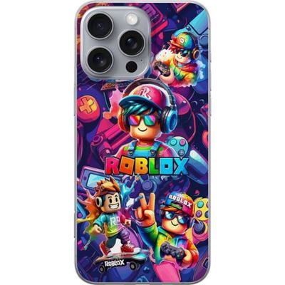 Kompatibelt Mobildeksel til Apple iPhone 16 Pro Max Fargerik Roblox spillgruppe med hodetelefoner og neonfarger for barn og spillinteresserte
