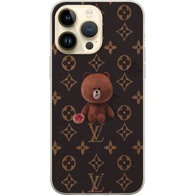 Kompatibelt Mobildeksel til Apple iPhone 14 Pro Max Søt Bjørn Estetikk på Luksuriøst Monogrammønster