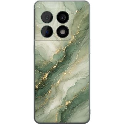 Kompatibelt Mobildeksel til OnePlus 10 Pro Grønn marmor-inspirert design med flytende steinstruktur, lyse partier og elegante guldfargede årer
