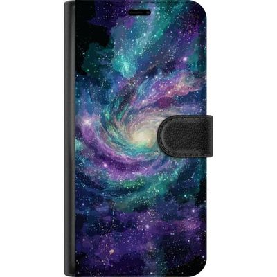 Kompatibelt Lommeboketui til OnePlus 13R Kunstnerisk galaksevirvel i rommet med stjernehimmel og dype lilla og turkise toner for en harmonisk atmosfæ