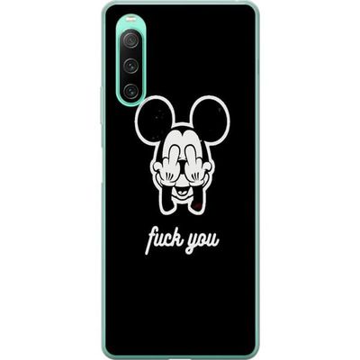Kompatibel Mobilcover til Sony Xperia 10 IV Minimalistisk illustration af en mus med gestus og tekst i sort-hvid design og enkel komposition.