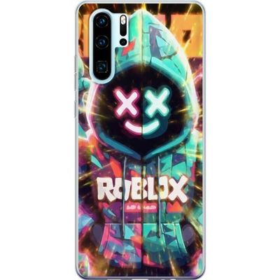 Kompatibelt Mobildeksel til Huawei P30 Pro Neonfarget Roblox-inspirert hettegenser-karakter med lysende effekter og energifyldt bakgrunn, kraftig gam
