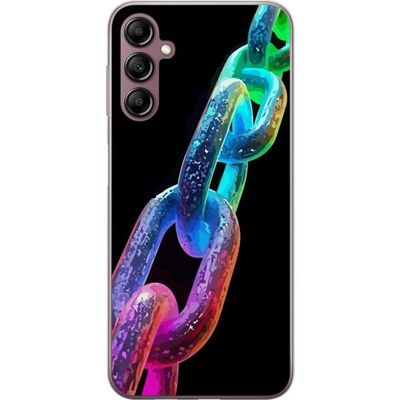 Kompatibelt Mobildeksel til Samsung Galaxy A14 5G Fargerik metallkjede med blank finish og minimalistisk design