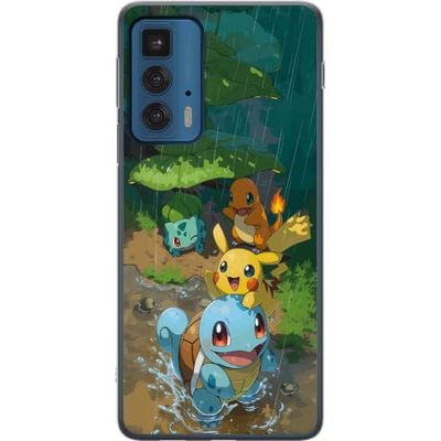 Kompatibelt Mobildeksel til Motorola Edge 20 Pro Søt scene med klassiske figurer i regn