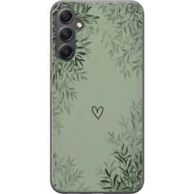 Kompatibelt Mobildeksel til Samsung Galaxy A16 5G Grønn minimalistisk bakgrunn med enkelt hjerte, botaniske blader og myke naturlige skygger