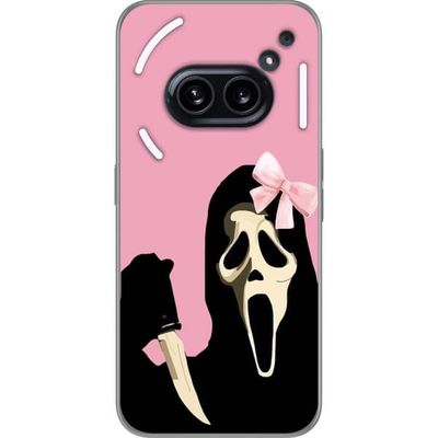 Kompatibel Mobilcover til Nothing Phone (2a) Pink Ghost Bow med ikonisk maske og lyserød sløjfe, humoristisk og trendy halloweenstil