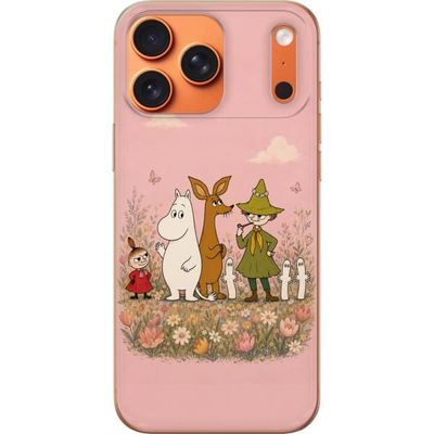 Kompatibelt Mobildeksel til Apple iPhone 17 Pro Max Illustrert motiv med Mummi-figurer omgitt av blomster og myke pastelltoner.
