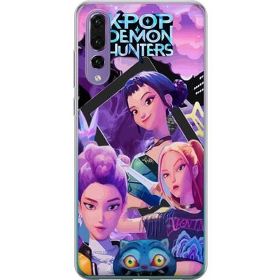 Kompatibelt Mobildeksel til Huawei P20 Pro K-Pop Demon Hunters anime inspirert futuristisk by med tre heltinner og lilla neonlys