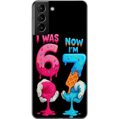 Kompatibelt Mobildeksel til Samsung Galaxy S21+ 5G Fargerik fødselsdagsillustrasjon med tekst Jeg var 6 nå er jeg 7 smeltende tall leken barnevennlig