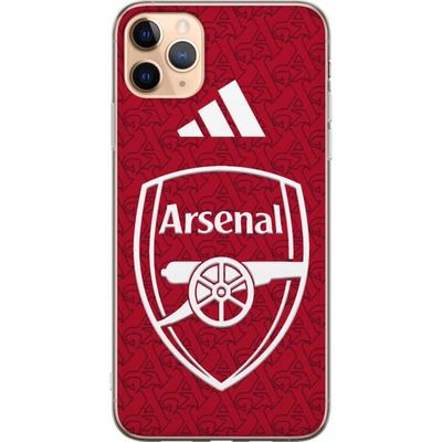 Kompatibelt Mobildeksel til Apple iPhone 11 Pro Max Arsenalmotiv med hvitt emblem på rød bakgrunn og dekorativ fotballdesign