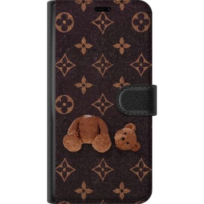 Kompatibelt Lommeboketui til Google Pixel 9a Grafiskt monogrammønster med oppdelt teddybjørn i en kunstnerisk stil