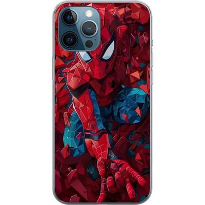 Kompatibelt Mobildeksel til Apple iPhone 12 Pro Polygonformet superheltillustrasjon i rødt og blått – dynamisk geometrisk actiondesign i moderne tegn
