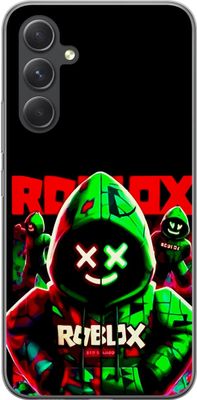 Kompatibelt Mobildeksel til Samsung Galaxy S24 Roblox Shadow Squad-design i en mørk, neoninspirert stil med grønne og røde kontraster for en kul, int