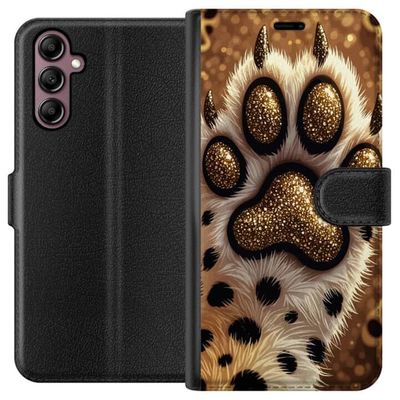 Kompatibelt Lommeboketui til Samsung Galaxy A14 5G Gyllene hundtass glit