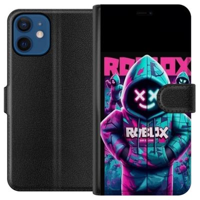 Kompatibelt Lommeboketui til Apple iPhone 12 Neonmaskert figur i futuristisk hettegenser med sterke blå og rosa neonfarger som skaper et mystisk kult