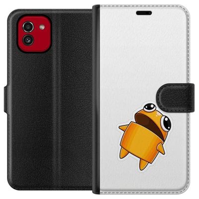 Kompatibelt Lommeboketui til Samsung Galaxy A03 Oransje tegneseriefigur med store øyne og dynamisk posering i energisk leken stil