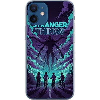 Kompatibelt Mobildeksel til Apple iPhone 12 mini Stranger Things-inspirert fantasibilde med mørkt monster, syklende barn og dramatisk rød himmel, per
