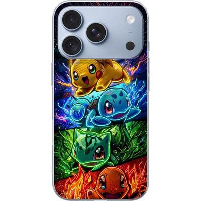Kompatibelt Mobildeksel til Apple iPhone 17 Pro Fargerikt illustrert motiv med flere søte fantasivesener, sterke kontraster og glødende lyseffekter