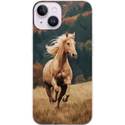 Kompatibelt Mobildeksel til Apple iPhone 14 Plus Elegant hest som løper over høstfelt med vakre farger og naturlig følelse kraftig detaljert illustra