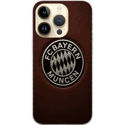Kompatibelt Mobildeksel til Apple iPhone 14 Pro FC Bayern München-emblem på brunt læroverflate perfekt for fans av tysk fotball klassisk klubbmotiv o