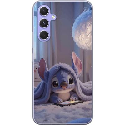 Kompatibelt Mobildeksel til Samsung Galaxy A54 Stitch under teppe med telefon kveldskos i blå toner sjarmerende drømmeaktig design for alle som elske