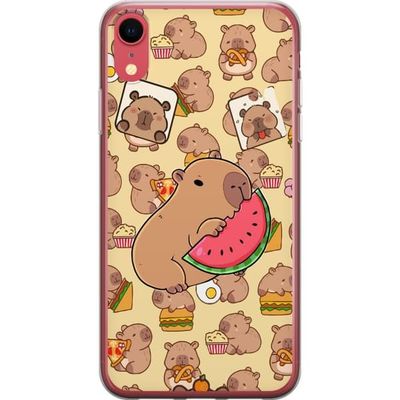 Kompatibelt Mobildeksel til Apple iPhone XR Capybara Snack Tid Søte kapibarer nyter vannmelon pizza og popcorn i en varm og leken design som sprer gl