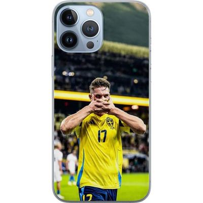 Kompatibelt Mobildeksel til Apple iPhone 13 Pro Max Viktor Gyökeres portrettert i blå og gul fotballmiljø med fokus på landslaget.