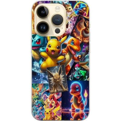 Kompatibelt Mobildeksel til Apple iPhone 14 Pro Pokémon-illustrasjon – Pikachu, Eevee og Charmander i fargerik design