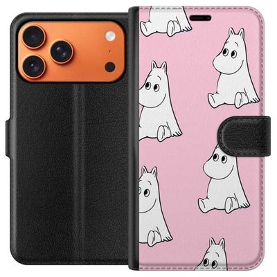 Kompatibelt Lommeboketui til Apple iPhone 17 Pro Max Gjentakende motiv med hvite eventyrdyr mot rosa bakgrunn i enkel og sjarmerende design