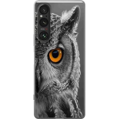 Kompatibel Mobilcover til Sony Xperia 1 VI Kunstneriskt dyreportræt af ugle med skarp blik og stærk kontrast