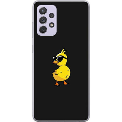 Kompatibel Mobilcover til Samsung Galaxy A52s 5G Tegnet and med solbriller i enkel stil mod sort baggrund