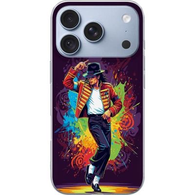 Kompatibelt Mobildeksel til Apple iPhone 17 Pro Kunstnerisk portrett av Michael Jackson med fargerike sprut og retrofølelse