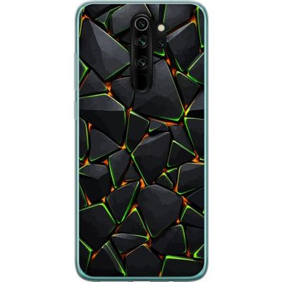 Kompatibelt Mobildeksel til Xiaomi Redmi Note 8 Pro Moderne abstrakt motiv med svarte geometriske former, lysende grønne linjer og oransje detaljer