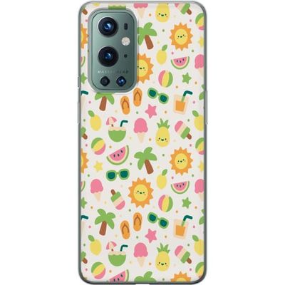 Kompatibelt Mobildeksel til OnePlus 9 Pro Lekent sommermotiv med tropisk frukt, iskrem, palmer, sol og stranddetaljer