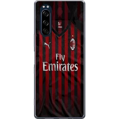 Kompatibel Mobilcover til Sony Xperia 5 Stilfuldt fodboldmotiv med røde og sorte striber til sportsinteresserede
