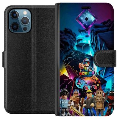 Kompatibelt Lommeboketui til Apple iPhone 12 Pro Roblox futuristisk neonverden med spillkontrollere, karakterer og lyseffekter - perfekt for alle gam