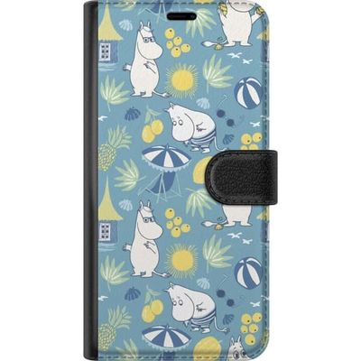 Kompatibelt Lommeboketui til Samsung Galaxy A56 Strandtema med frukter, parasoller, sommerhus og glade figurer i fargerike mønstre fylt med lekne det