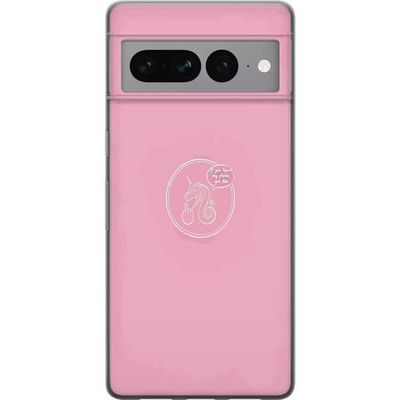 Kompatibelt Mobildeksel til Google Pixel 7 Pro Selvsikker enhjørningikon på mykt rosa bakgrunn